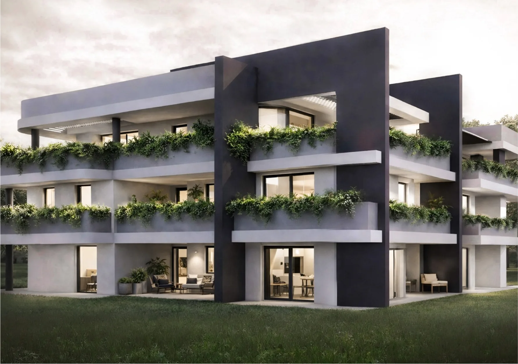 Residenza Lois, Bagnatica - l'edificio al tramonto